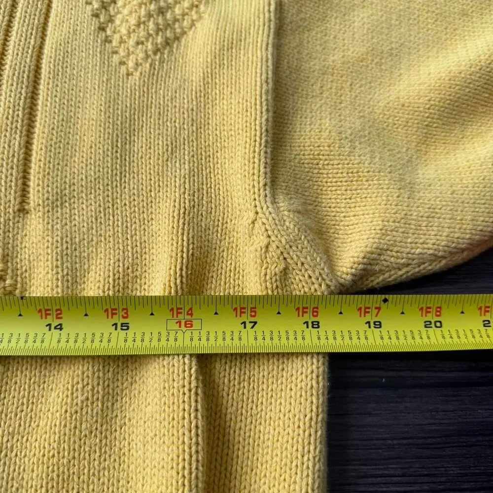 Vintage 80s Yellow Stephen Kean polo knit sweater Size Medium 100% Cotton